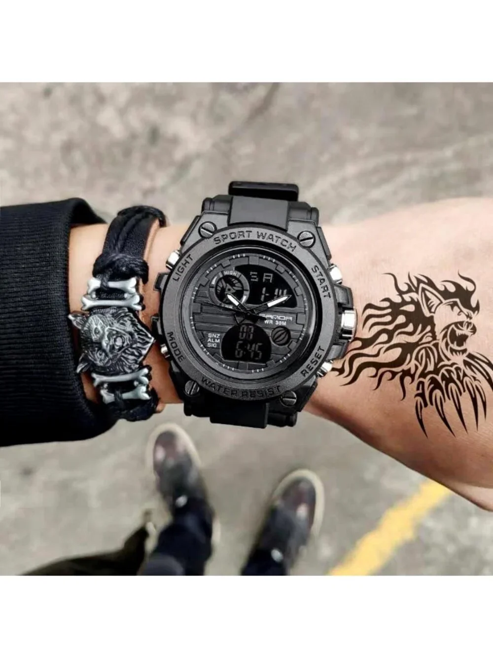 Men's Waterproof Military Sports Watch - Multi-Function LED Alarm & Stopwatch